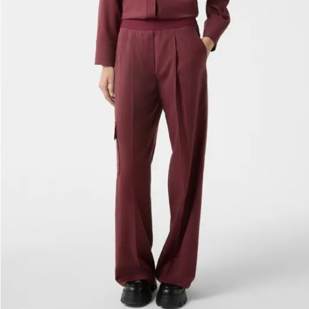 Bogner 6 Yoko Wide leg Pleat-Front Pants in Wine Red